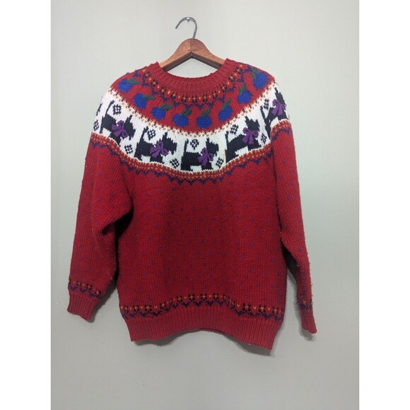 Scottie Terrier Sweater Northern Isles Size XL Vintage 90s Grandma Embroidered - Picture 2 of 6